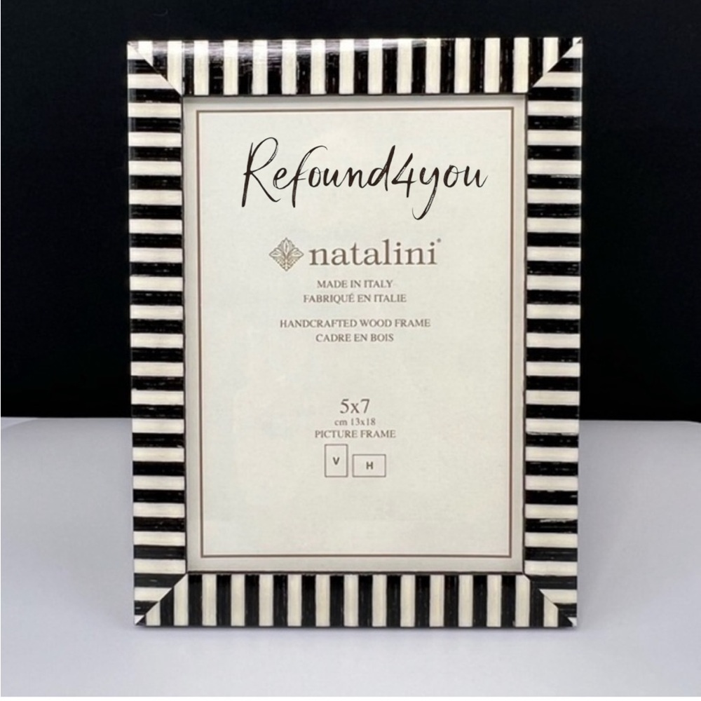 Natalini - ‘Black stripes’ wood picture frame. 5” x 7”. NWT.